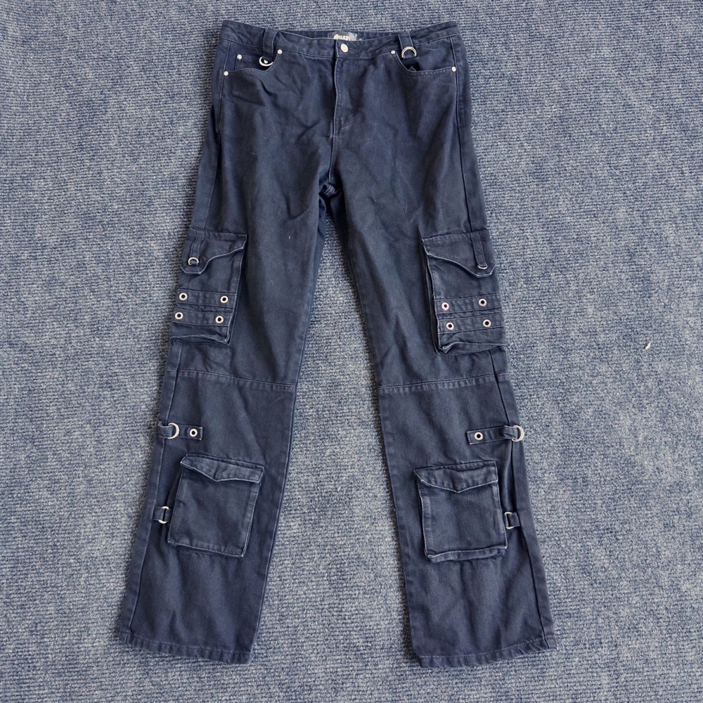 Guapi Cargo Pants Men's 40 Black Grommet D-Ring Zip Ankle Techwear Streetwear